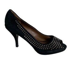 ZARA Black Studded Peep Toe Heels Size 41